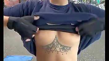 Flash tits at the gym